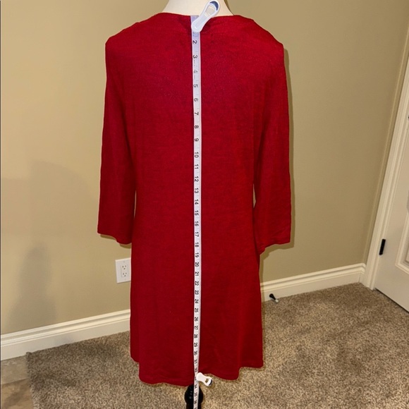 Papillon Red Sweater Dress Black Buttons 3/4 Sleeves Women’s Sz L - Picture 4 of 10